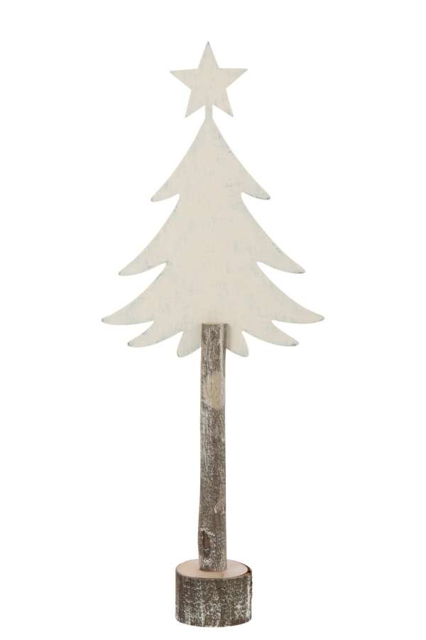 CHRISTMAS TREE +STAR IRON/PAULOWNIA WOOD OFF-WHITE LARGE