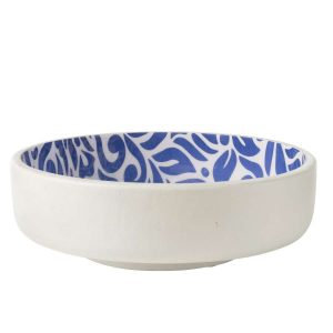 SALAD BOWL FLORAL PATTERN MANGO WOOD BLUE/WHITE