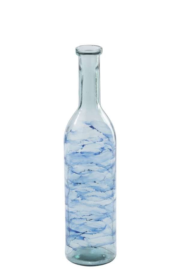 FLOOR VASE WAVES GLASS BLUE