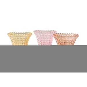 TEALIGHT HOLDER GLASS MULTI ASSORTMENT OF 3