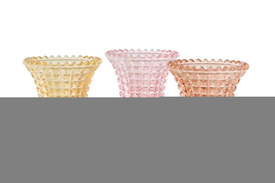TEALIGHT HOLDER GLASS MULTI ASSORTMENT OF 3