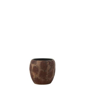 FLOWERPOT ROUND TERRA BROWN/RUST LARGE