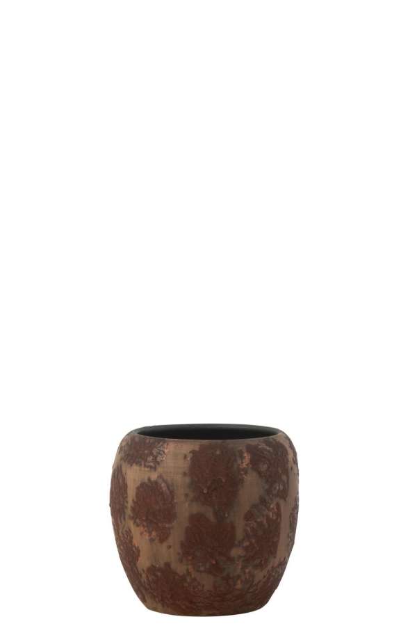 FLOWERPOT ROUND TERRA BROWN/RUST LARGE