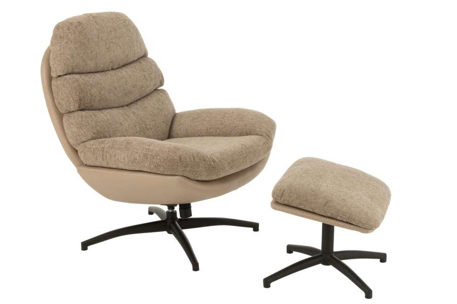 RELAX SOFA + FOOTSTOOL METAL/PLYWOOD DARK GREY/BLACK