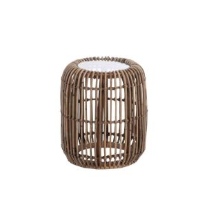 SIDE TABLE ROUND RATTAN/GLASS NATURAL