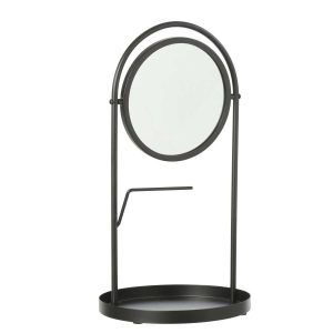 TABLE MIRROR + JEWELLERY HOLDER IRON BLACK LARGE
