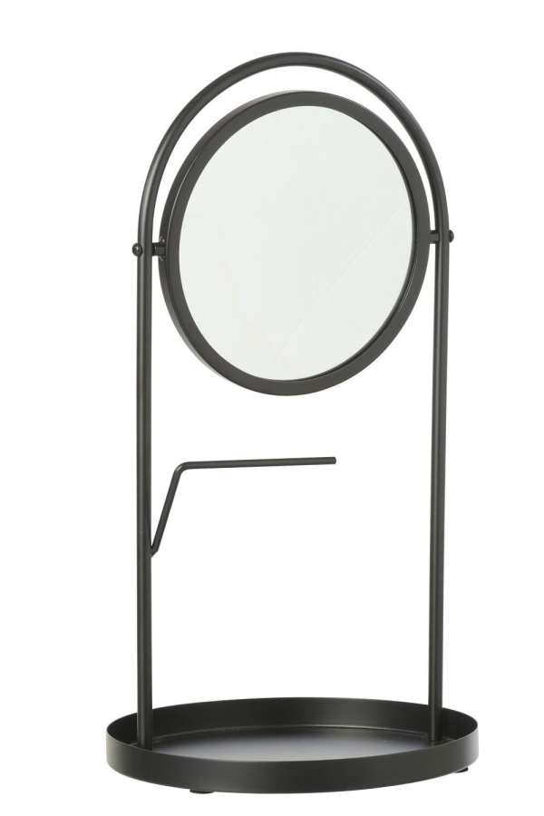TABLE MIRROR + JEWELLERY HOLDER IRON BLACK LARGE