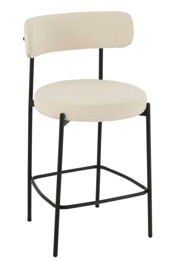 BAR CHAIR BOUCLE PLYWOOD/POLYESTER WHITE/BLACK