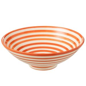 LEBRILLO BOWL GRANADA STRIPES CERAMIC WHITE/ORANGE