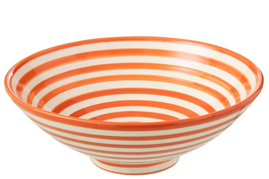 LEBRILLO BOWL GRANADA STRIPES CERAMIC WHITE/ORANGE