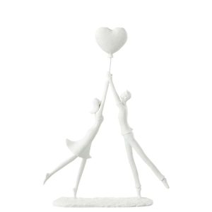 COUPLE STANDING HEART BALLOON POLY WHITE