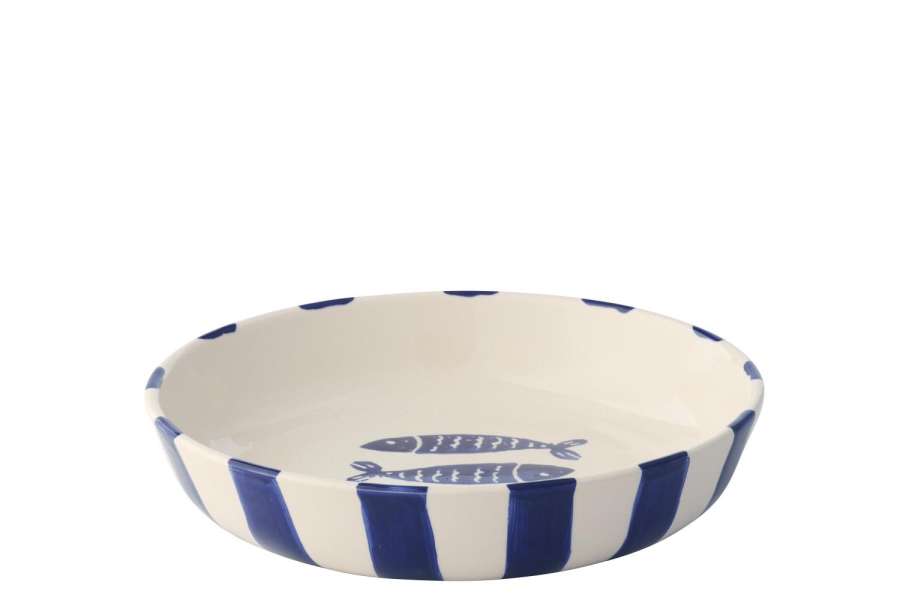 PLATE DEEP FISH CERAMIC DARK BLUE