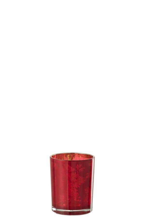 HURRICANE FLOWERS GLASS RED MEDIUM
