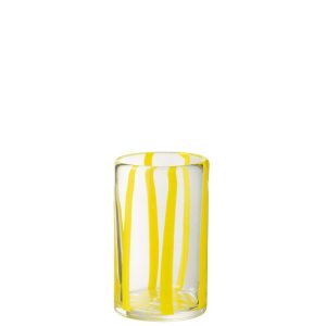 DRINKING GLASS STRIPES GLASS TRANSPARENT/YELLOW