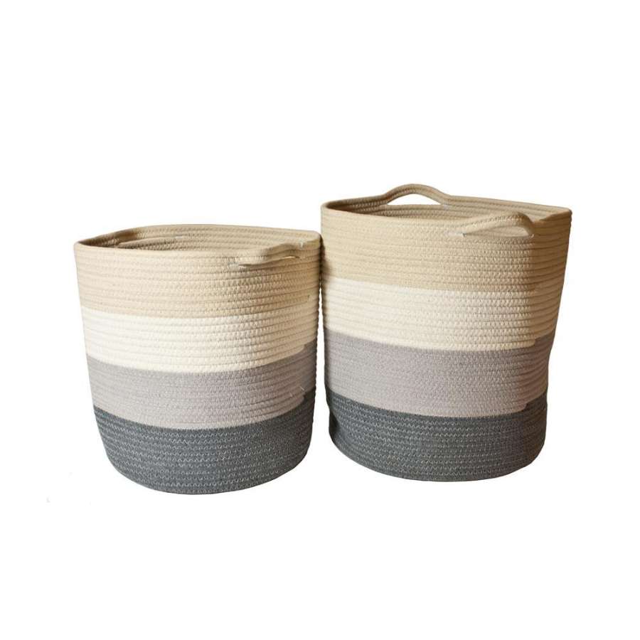 Kurv Bomull 4 Farger S/2 35X38Cm