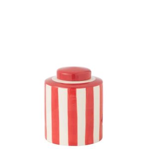 JAR LISTRA STRIPES PORCELAIN RED/WHITE