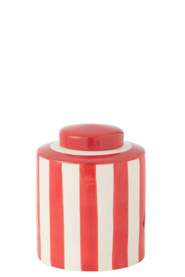 JAR LISTRA STRIPES PORCELAIN RED/WHITE