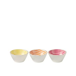 BOWL SPIRAL MANGO WOOD PINK/ORANGE/YELLOW MEDIUM ASSORTMENT OF 3