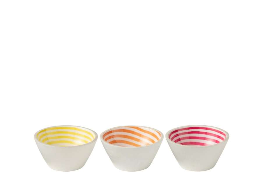 BOWL SPIRAL MANGO WOOD PINK/ORANGE/YELLOW MEDIUM ASSORTMENT OF 3