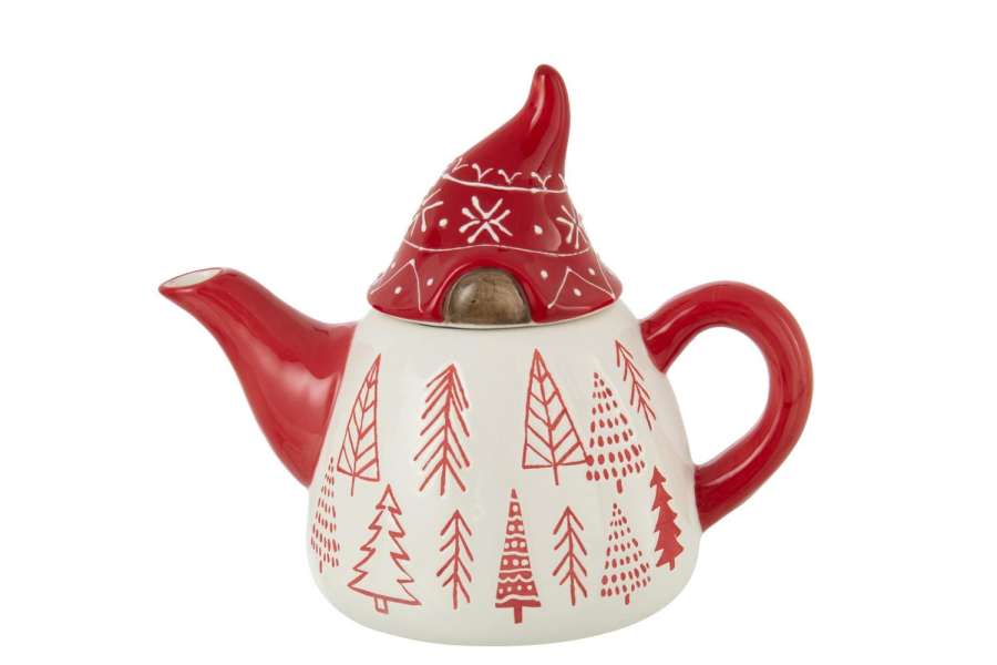 TEAPOT SANTA CLAUS DOLOMITE WHITE/CHRISTMAS RED