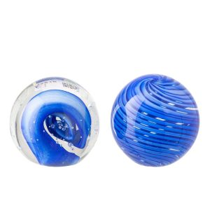 PAPERWEIGHT BALL GLASS BLUE MEDIUM ASSORTMENT OF 2