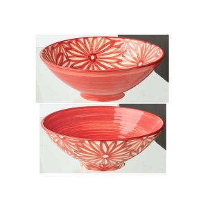 BOWL LEBRILLO + FLOWERS CERAMIC RED ASSORTMENT OF 2