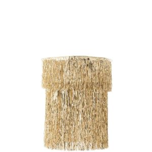 LAMP SHADE CHANDELIER FRINGES VINYL GOLD COLORED LARGE