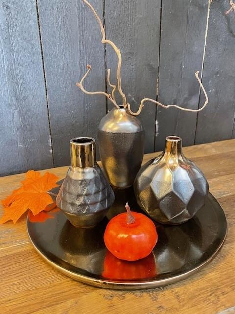 Keramikk Sett/ 3 vaser og fat