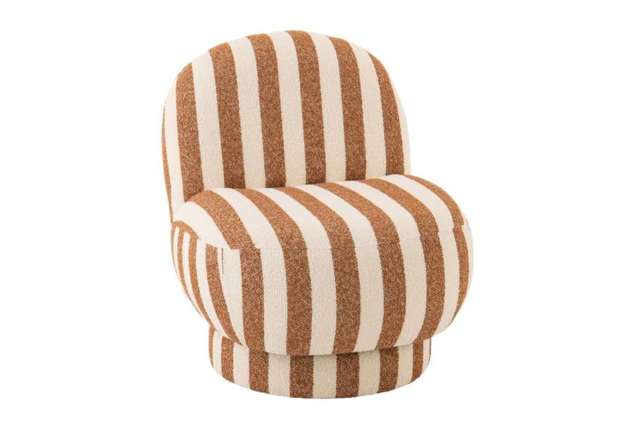 LOUNGE CHAIR STRIPED FABRIC CAMEL/OFF-WHITE