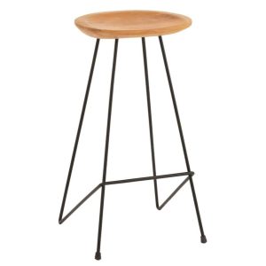BAR STOOL TEAK WOOD/IRON NATURAL