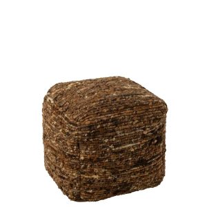 POUFFE WOVEN WOOL BROWN