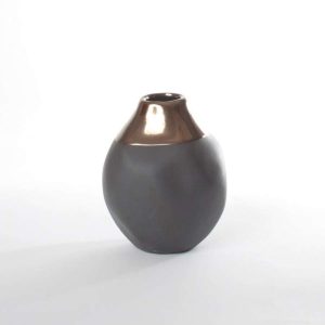 Vase Keramikk Grå/Gull 10X10X17Cm