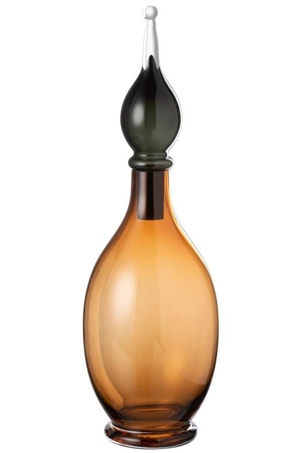 VASE+CAP PHIAL DECO JO GLASS BROWN LARGE