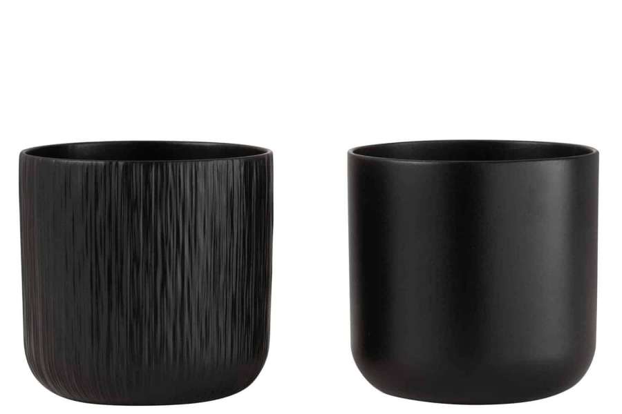 FLOWERPOT GEN CERAMIC BLACK XXL ASSORTMENT OF 2