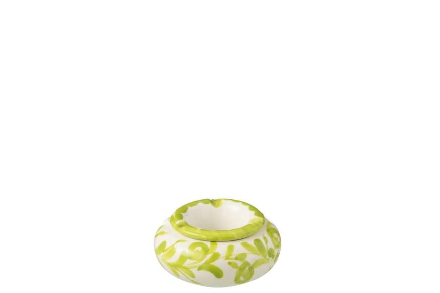 ASHTRAY GRANADA CERAMIC WHITE/GREEN SMALL