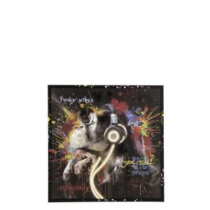 PAINTING LED MONKEY HEADPHONE SQUARE CANVAS MULTICOLORED