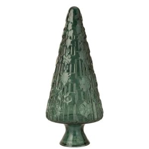 CHRISTMAS TREE CONE GLASS DARK GREEN LARGE