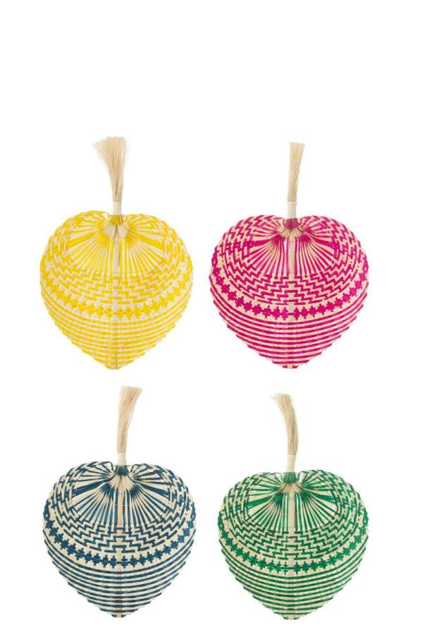 FAN WOVEN BAMBOO MIX  SMALL ASSORTMENT OF 4