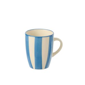 MUG STRIPED STONEWARE BLUE/WHITE