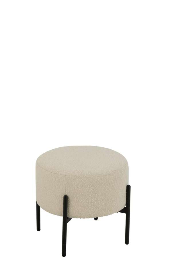 STOOL BOUCLE PLYWOOD/POLYESTER WHITE/BLACK