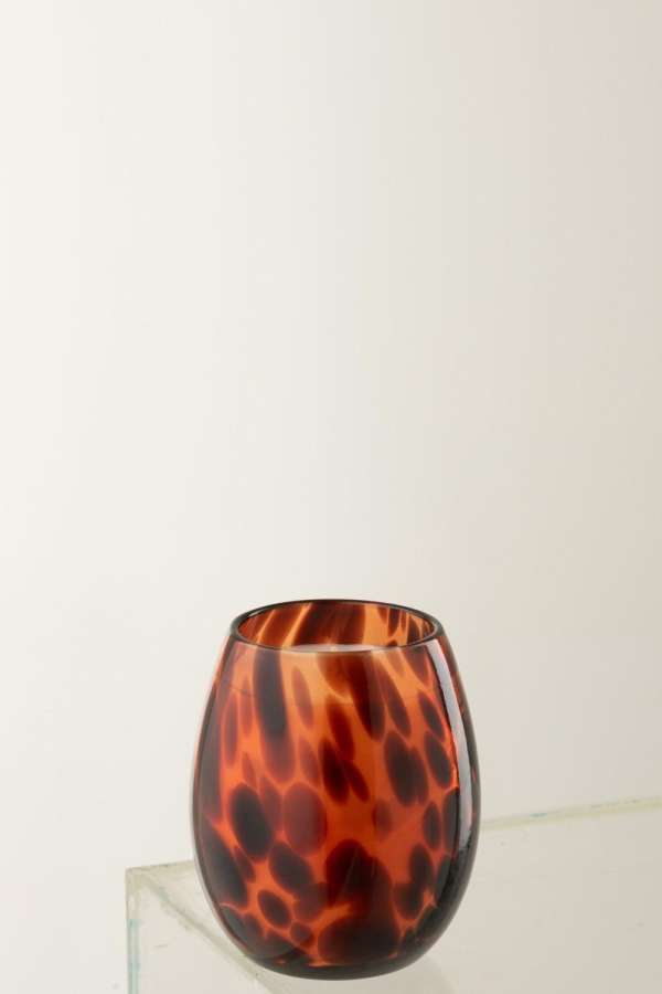CANDLE MIA GLASS ORANGE/BLACK SMALL-90H