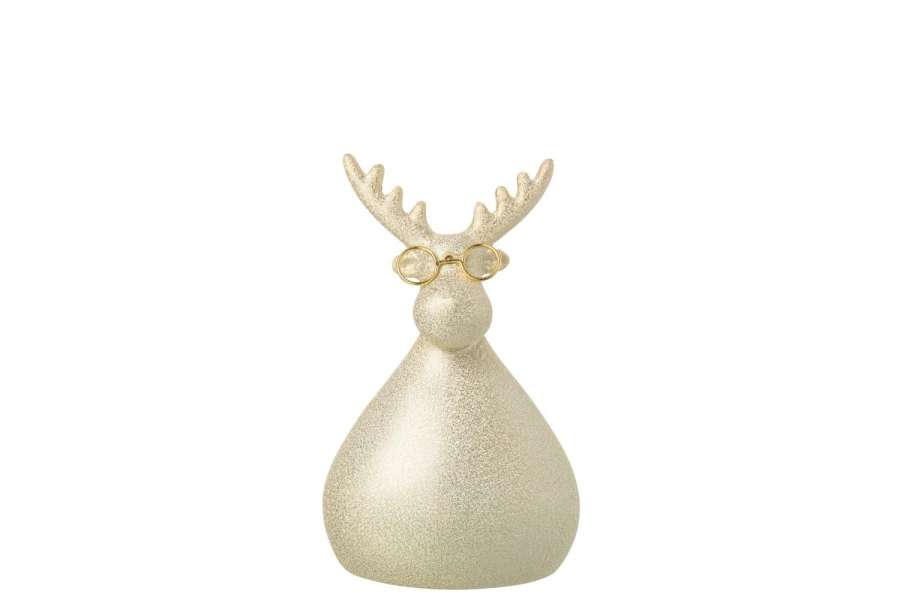 REINDEER GLASSES PORCELAIN GOLD COLORED SMALL