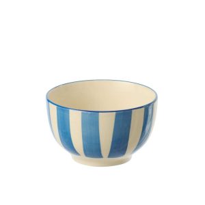 BOWL STRIPED STONEWARE BLUE/WHITE