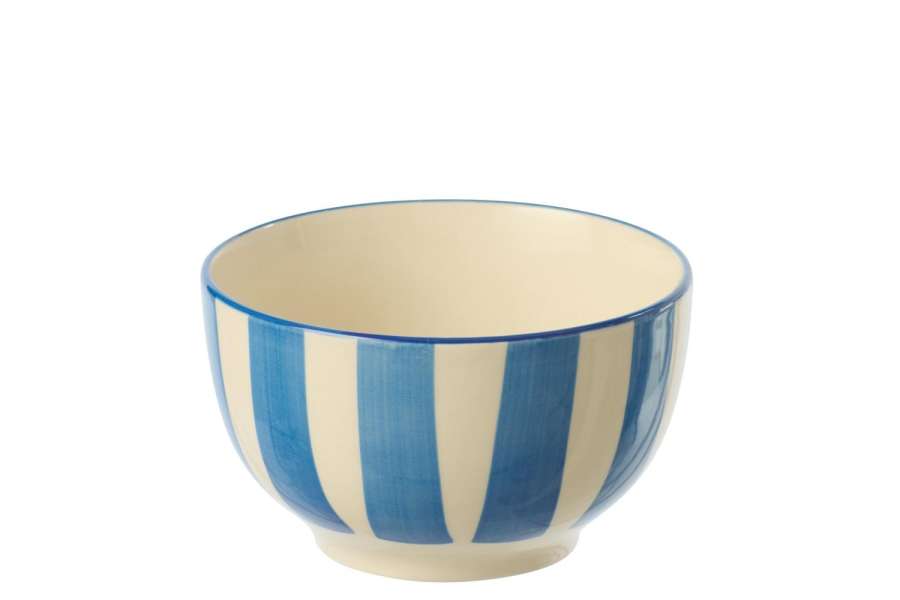 BOWL STRIPED STONEWARE BLUE/WHITE
