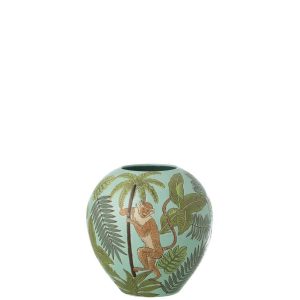 VASE MONKEY PORCELAIN MULTICOLORED