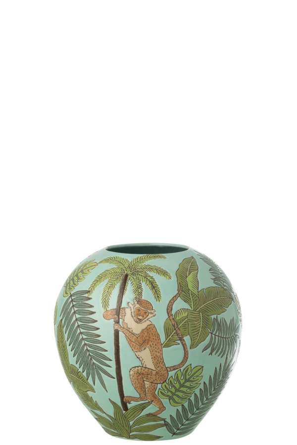 VASE MONKEY PORCELAIN MULTICOLORED
