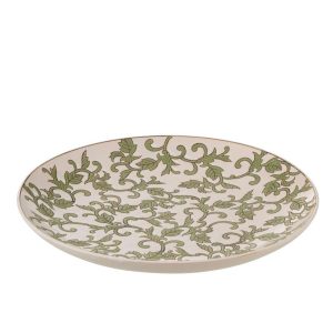 PLATE DECORATIVE YEZI PORCELAIN GREEN/WHITE