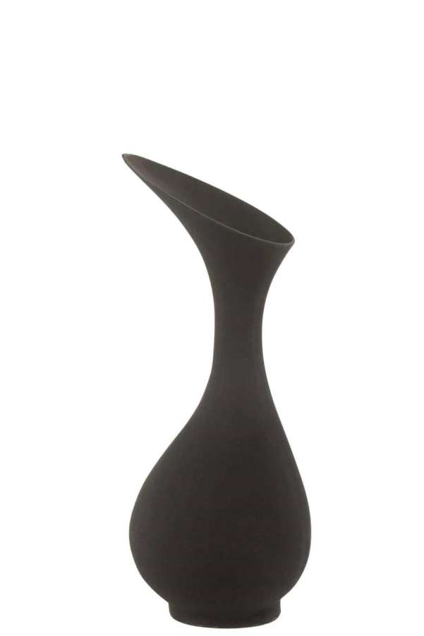 VASE OLIVIA ROUGH ALUMINIUM BLACK MEDIUM