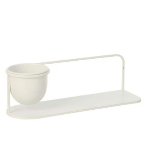 WALL RACK +  FLOWERPOT IRON WHITE