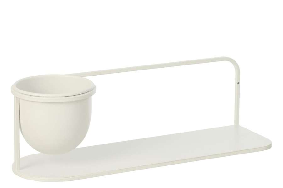 WALL RACK +  FLOWERPOT IRON WHITE